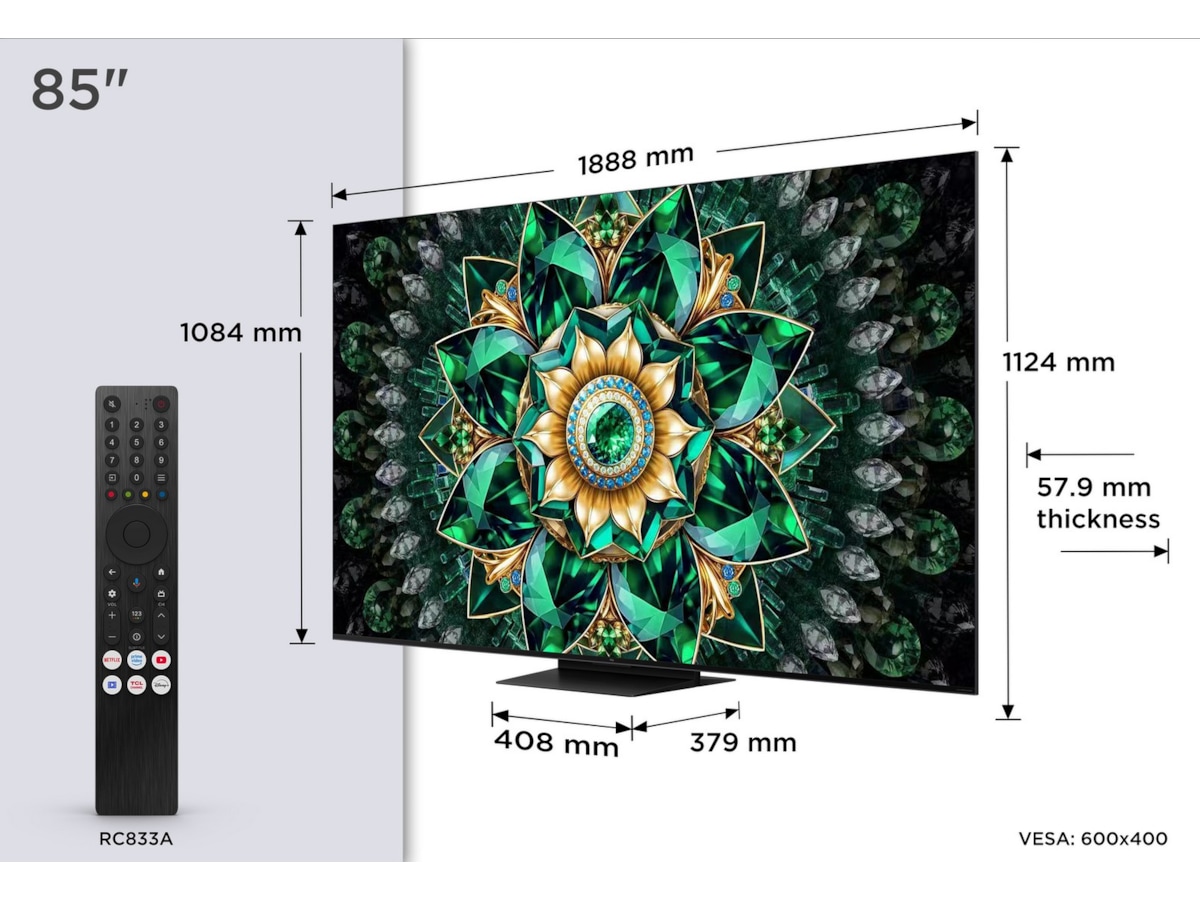 TCL 85" Q7C 4K QD-Mini LED Google TV Över 80 tums TV