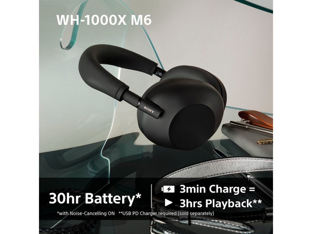 Sony WH-1000XM6 trådlösa hörlurar, Over-Ear (svart) Hörlurar