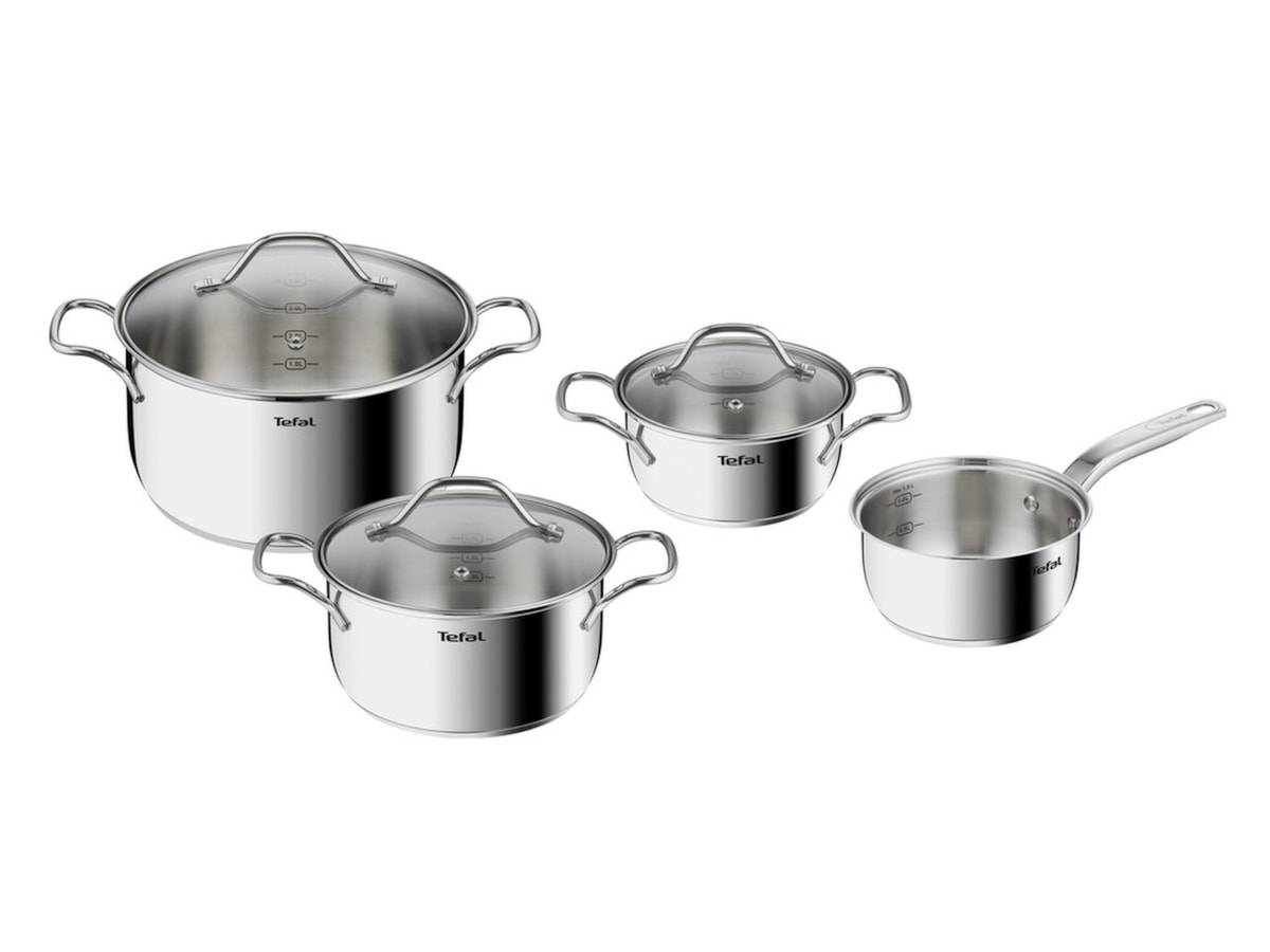 Tefal Intuition 7-delat kastrullset i obelagt rostfritt stål B864S734 Tillbehör till hällar, ugn och spis