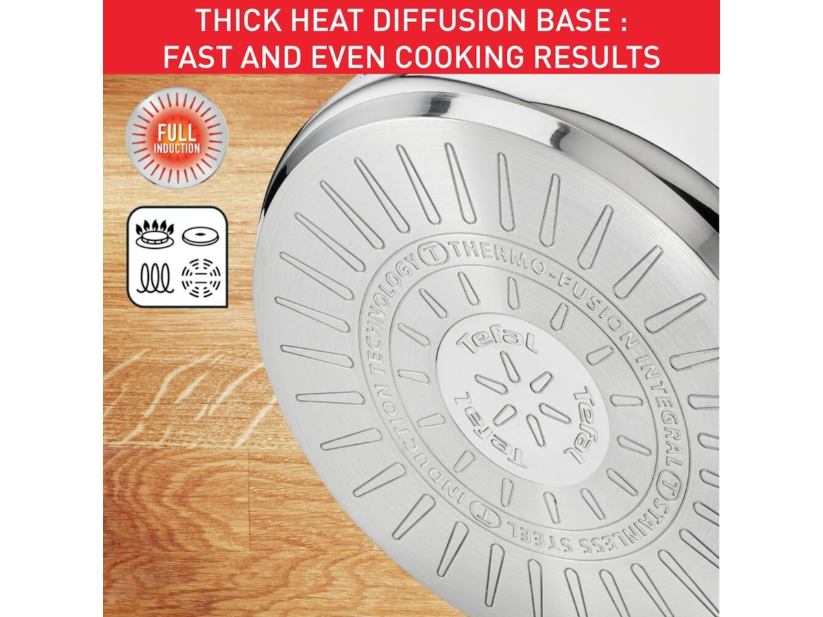 Tefal Intuition 7-delat kastrullset i obelagt rostfritt stål B864S734 Tillbehör till hällar, ugn och spis