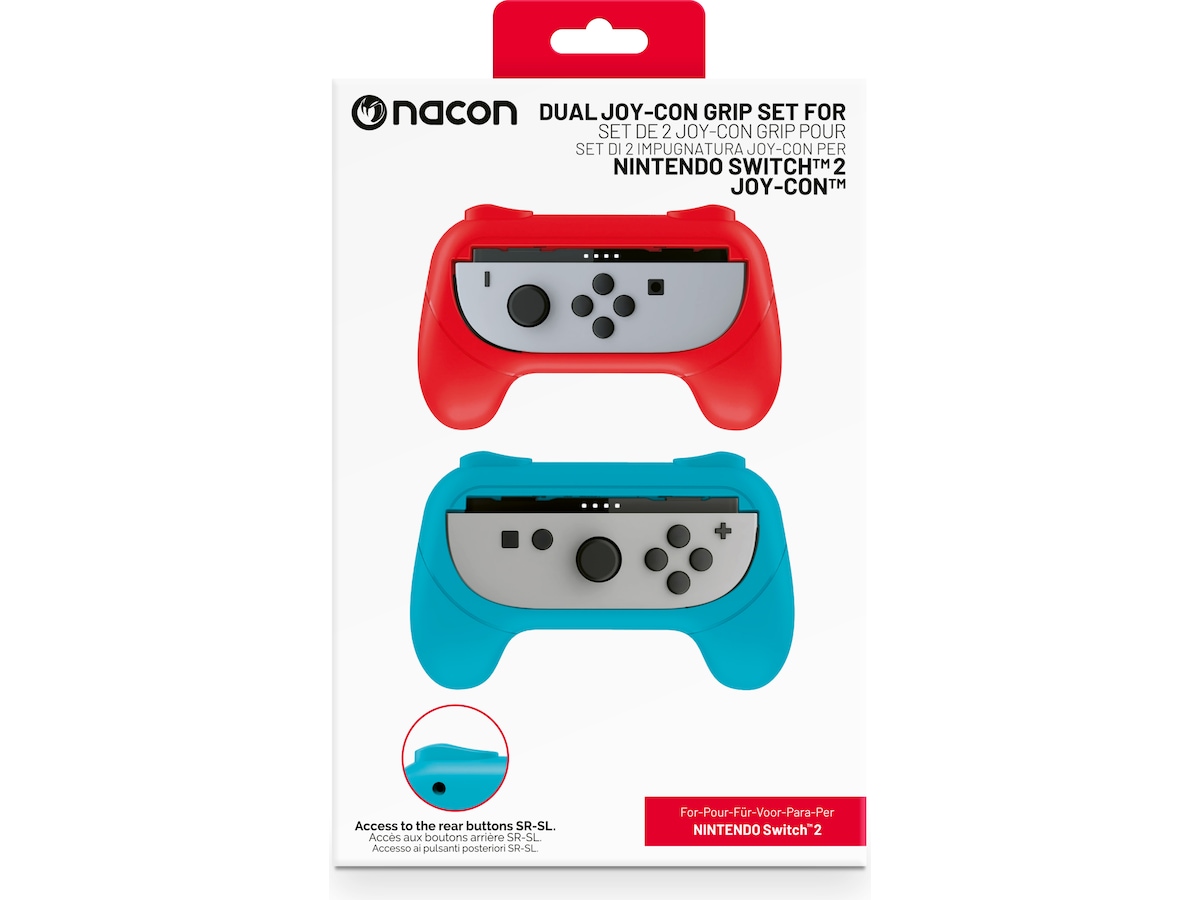 Nacon Joy-Con Grip til Nintendo Switch 2 (blå/röd) Tillbehör till spelkonsoler