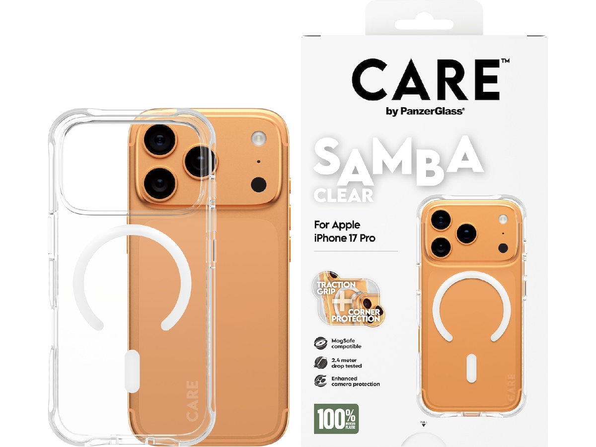 PanzerGlass CARE iPhone 17 Pro Samba Hardcase Fodral (Transparent/Vit) Mobilskal