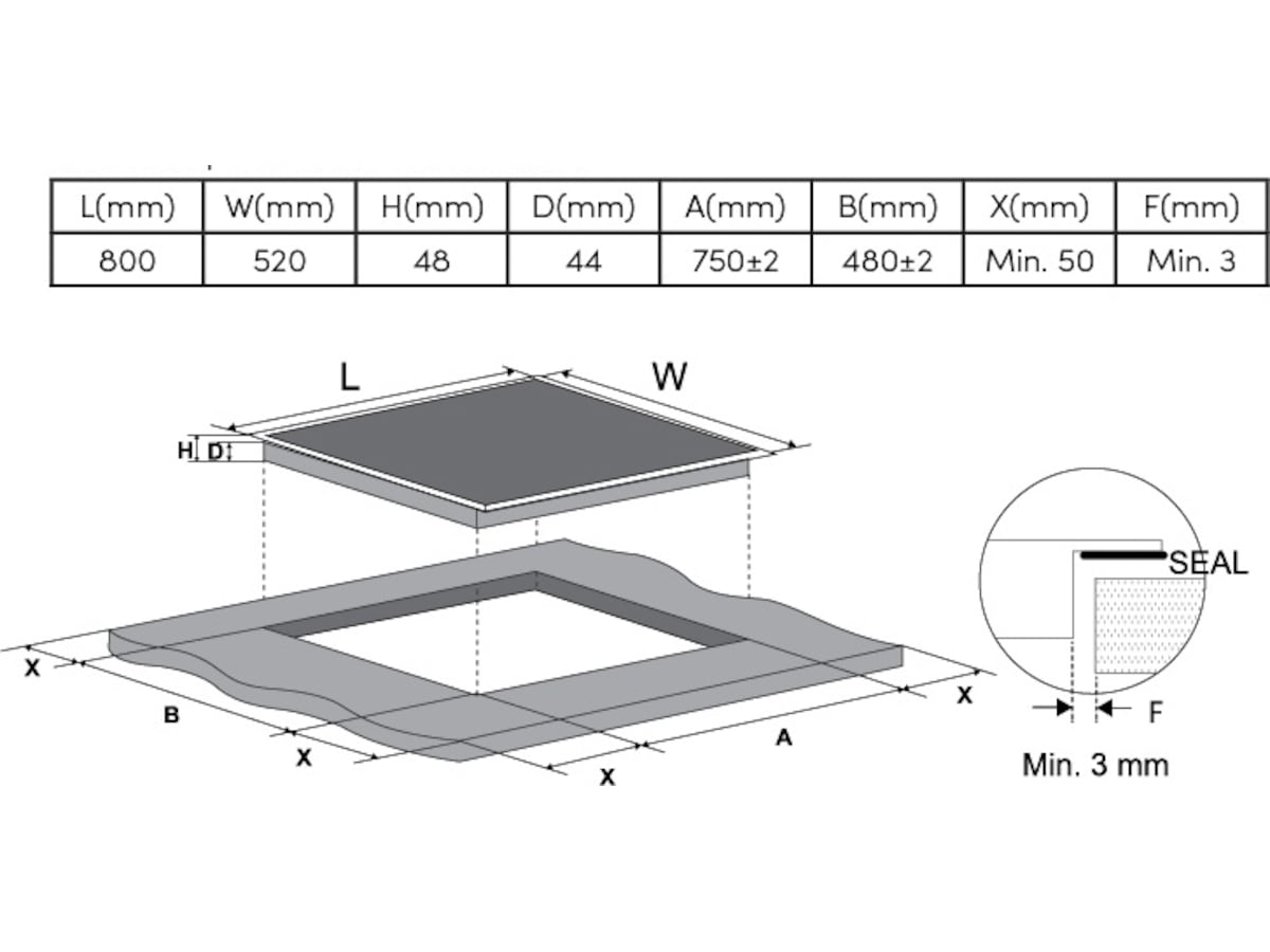 Avant INHB4AOH 80cm induktionshäll 7400W flexibel zon Induktionshäll