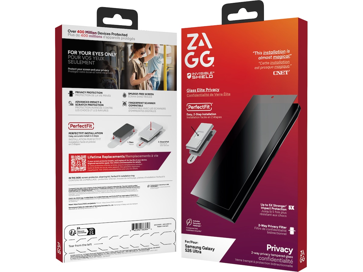 Zagg InvisibleShield Glass Elite Galaxy S26 Ultra Privacy skärmskydd Skärmskydd mobiltelefon