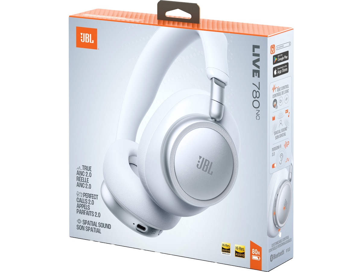 JBL LIVE 780NC Trådlösa over-ear hörlurar (vit) Hörlurar