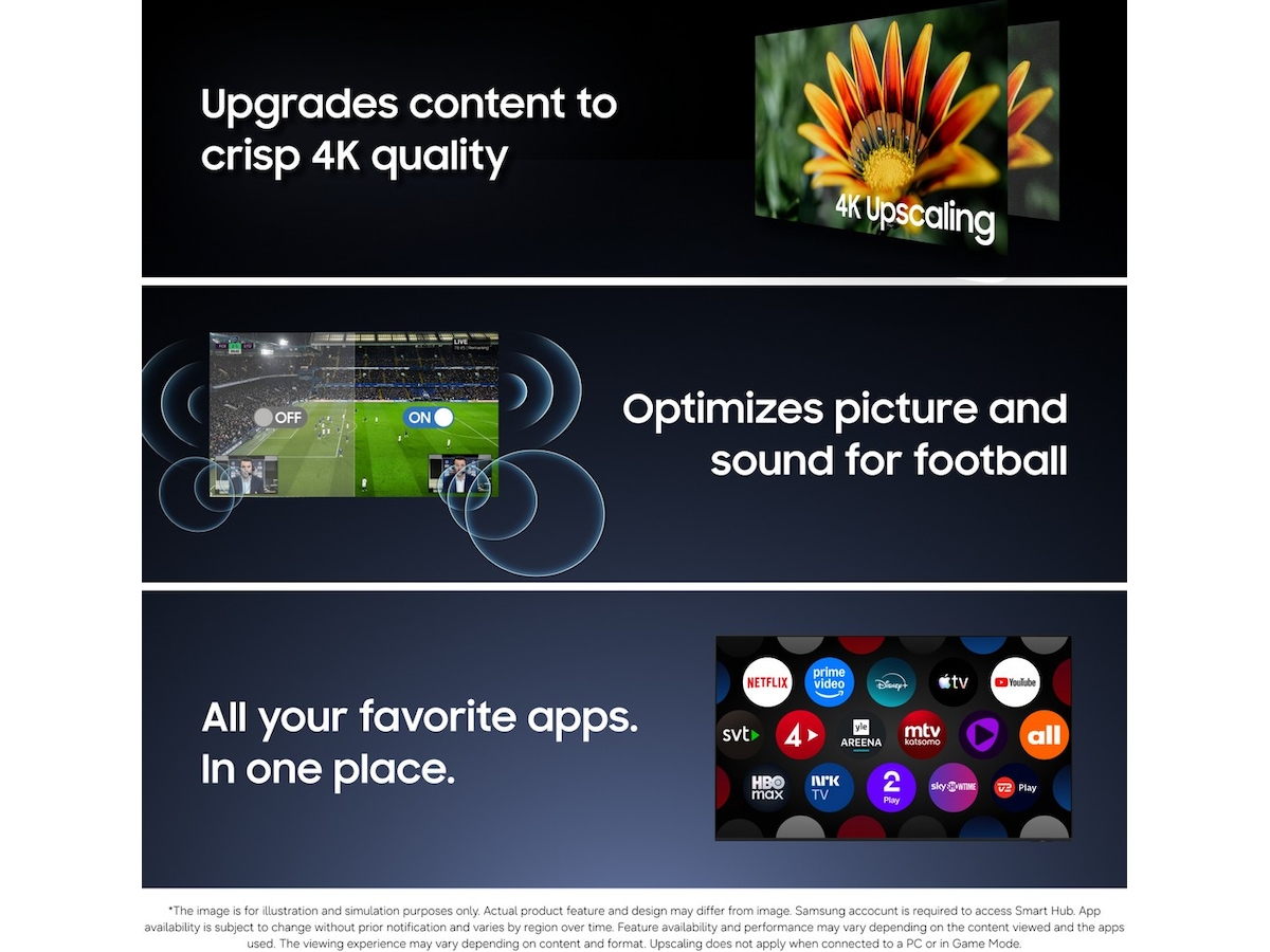 Samsung 85" Crystal UHD 4K Smart TV U7005H (2026) Över 80 tums TV