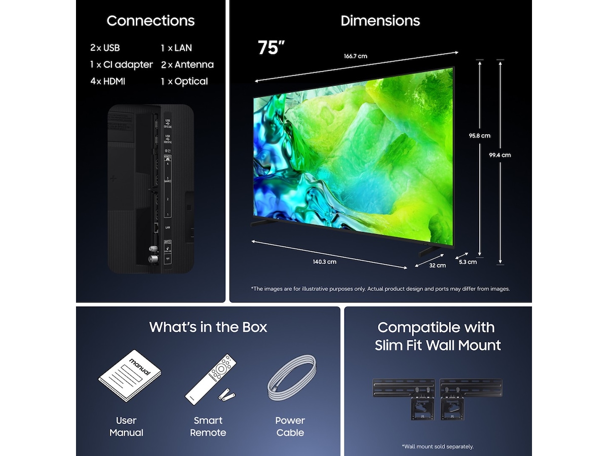 Samsung 75" Neo QLED 4K Mini LED Smart TV QN82H 70 - 79 tums TV