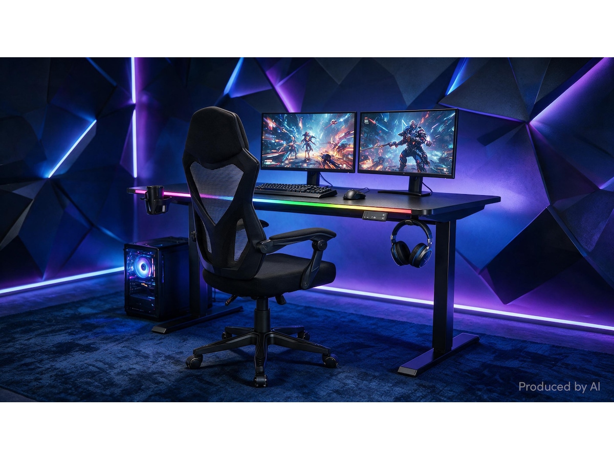 Mission Hyperion Motoriserat RGB Gaming-Skrivbord Gamingdesk