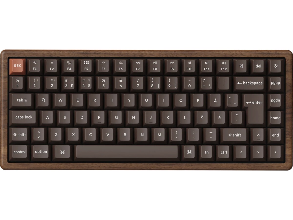 Keychron K2H-F1W-BO mekaniskt tangentbord 75% trådlöst (valnöt) Gamingtangentbord