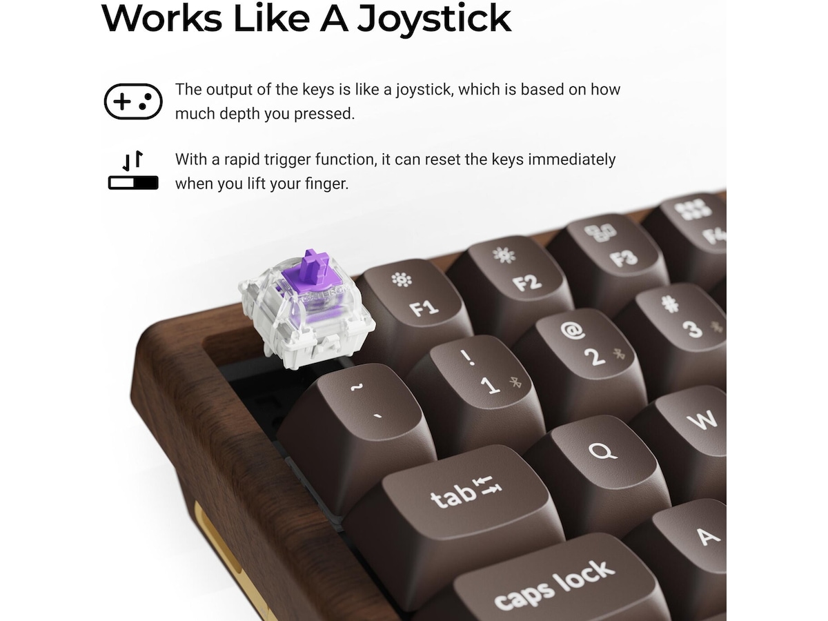 Keychron K2H-F1W-BO mekaniskt tangentbord 75% trådlöst (valnöt) Gamingtangentbord