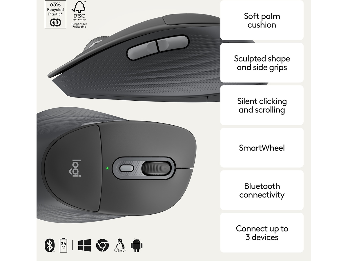 Logitech Signature Comfort M850 L trådlös mus (graphite) Mus
