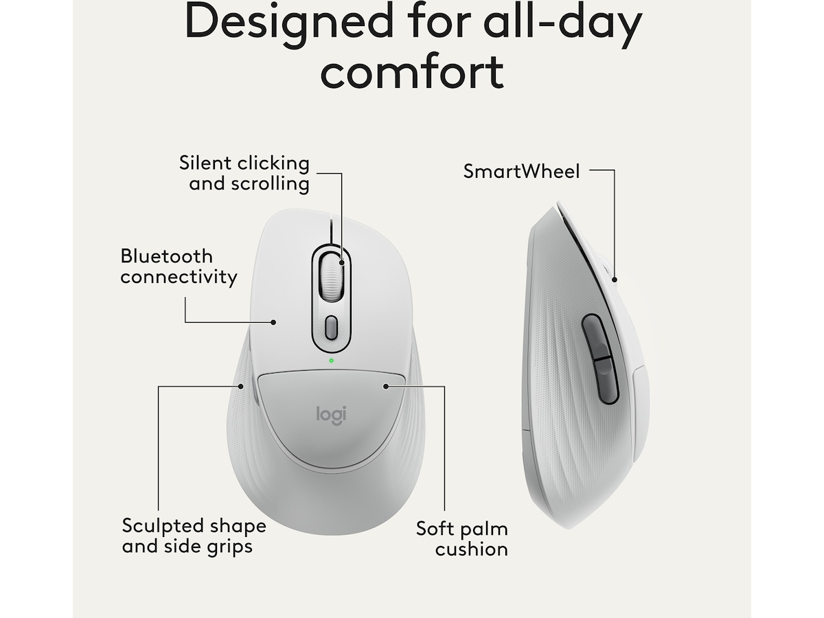 Logitech Signature Comfort M850 L trådlös mus (vit) Mus