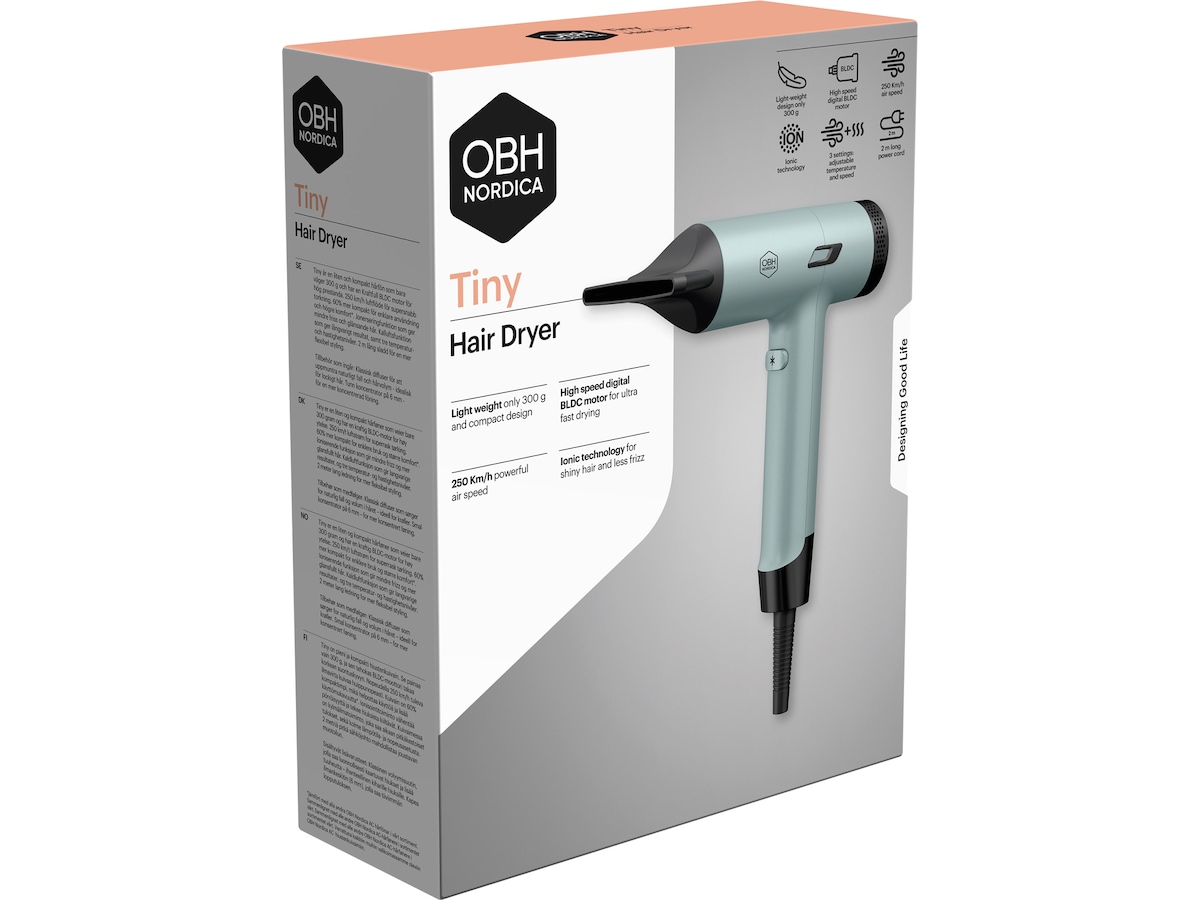OBH Nordica Liten hårtork BLDC-motor NY7120N0 (Grön) Hårvård & styling