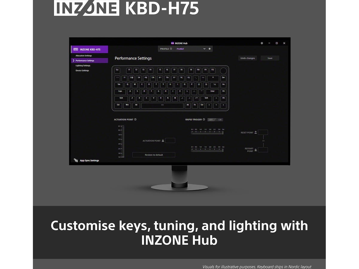Sony INZONE KBD-H75 Gaming Tangentbord 75% TKL Gamingtangentbord