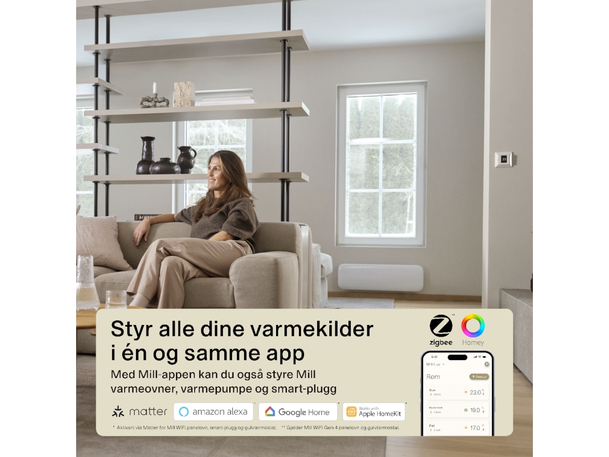 Mill Smart WiFi Golvtermostat 2-pack (matt vit) Tillbehör till värme