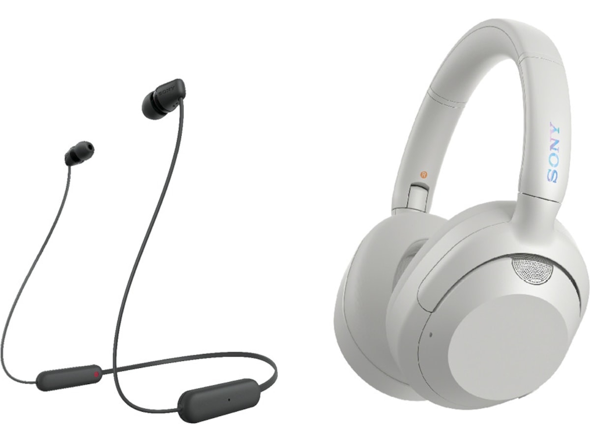 Sony ULT WEAR trådlösa hörlurar Over-Ear (vit) + Sony WI-C100 Hörlurar