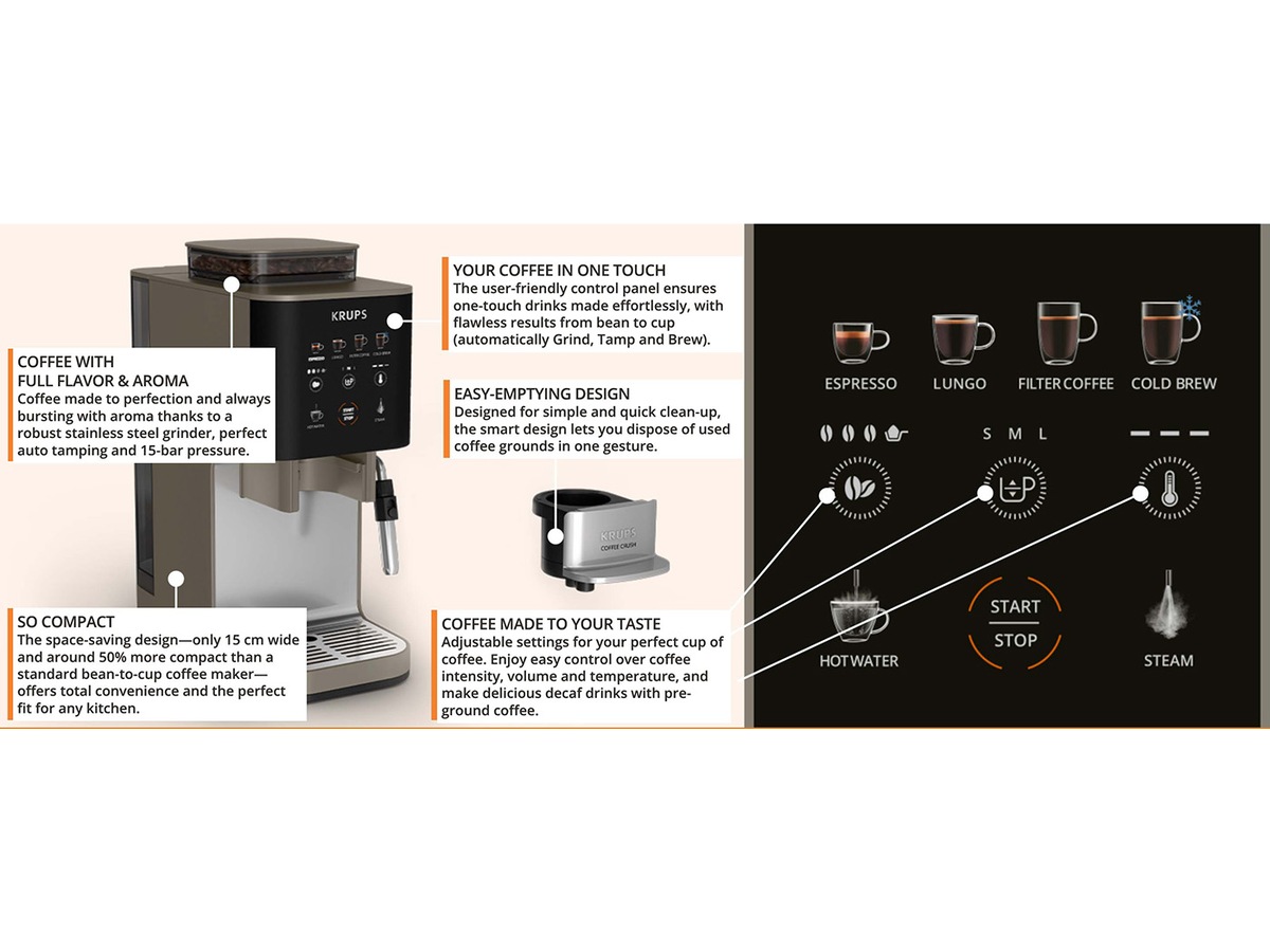 Krups Coffee Crush Experience espressomaskin 1,8L SA403BE0 Espressomaskiner
