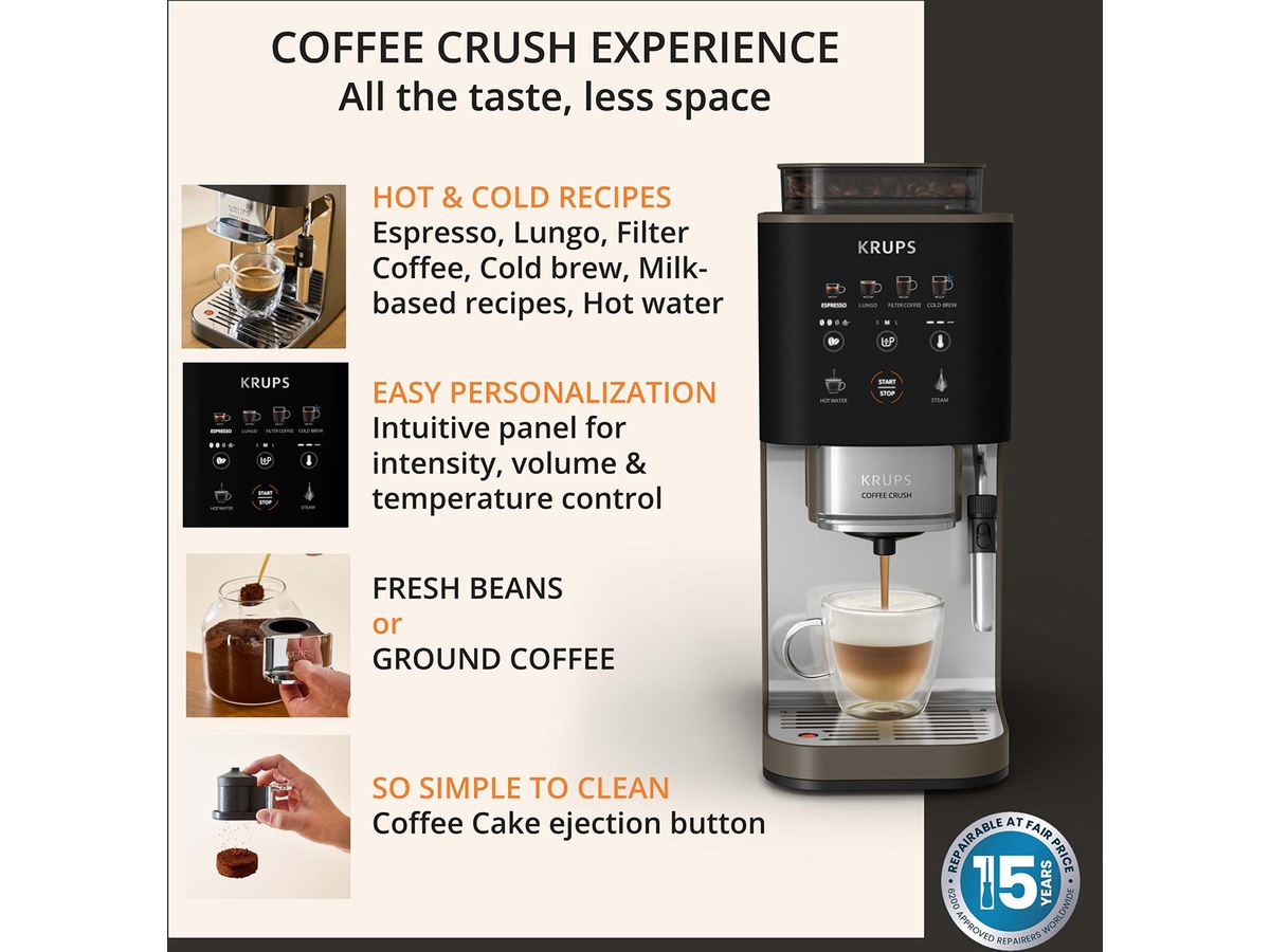Krups Coffee Crush Experience espressomaskin 1,8L SA403BE0 Espressomaskiner