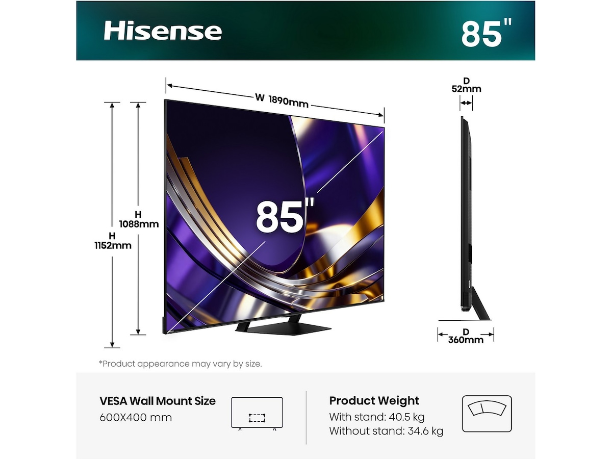Hisense 85" U7S PRO MiniLED Smart TV (2026) Över 80 tums TV