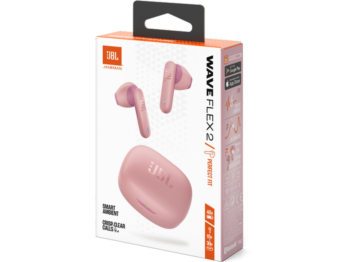 JBL Wave Flex 2 Trådlösa Hörlurar (rosa) -B-Grade Demo headset
