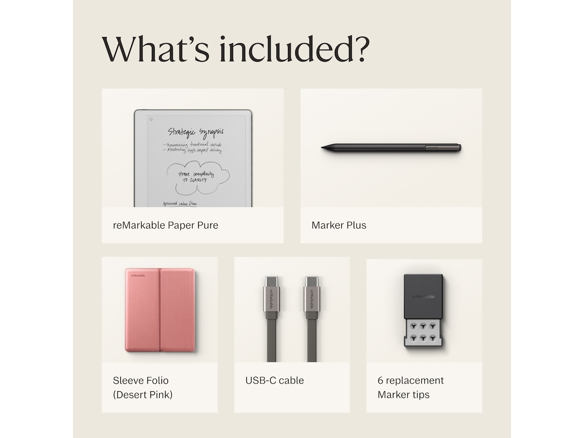 reMarkable Paper Pure 10,3" + Marker Plus + Sleeve Folio (desert pink) Digitala anteckningsblock