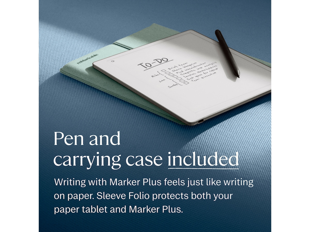 reMarkable Paper Pure 10,3" + Marker Plus + Sleeve Folio (mist green) Digitala anteckningsblock