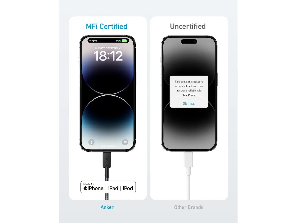 Anker 322 PowerLine USB-C till Lightning 1,8m kabel (vit) USB-kablar