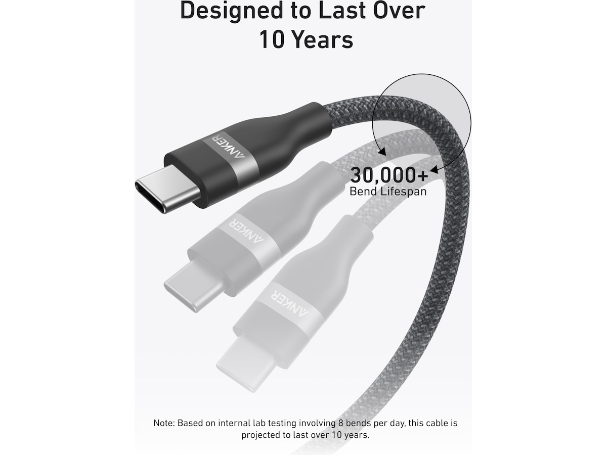 Anker 240W USB-C flätat kabel 1,8m (svart) USB-kablar