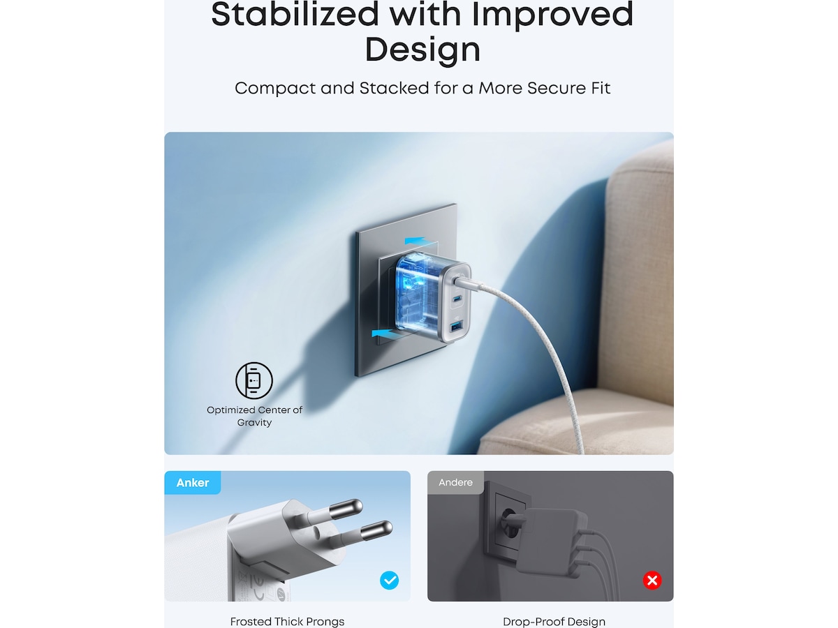 Anker Nano 70W Väggladdar (vit) Mobilladdare