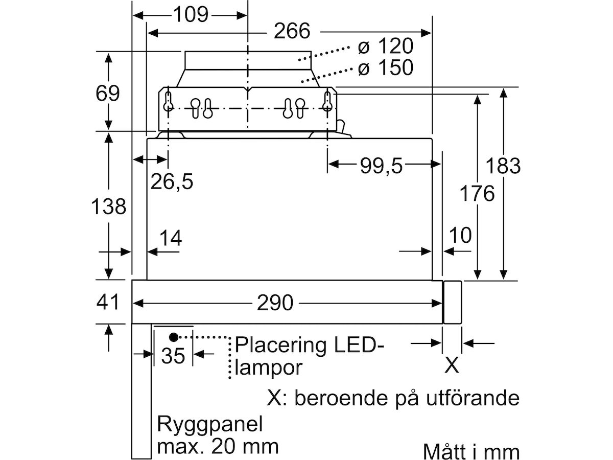Siemens LI64LB531 iQ300 Utdragbar köksfläkt Väggmonterad köksfläkt