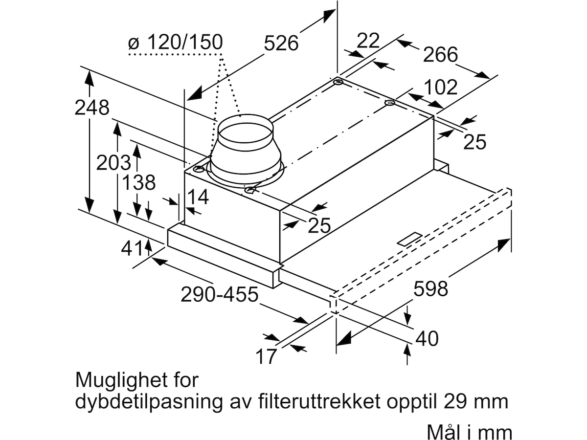 Siemens LI64LB531 iQ300 Utdragbar köksfläkt Väggmonterad köksfläkt