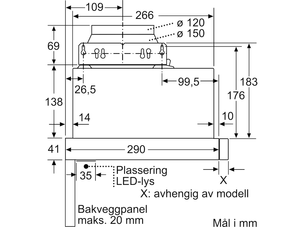 Siemens LI64LB531 iQ300 Utdragbar köksfläkt Väggmonterad köksfläkt