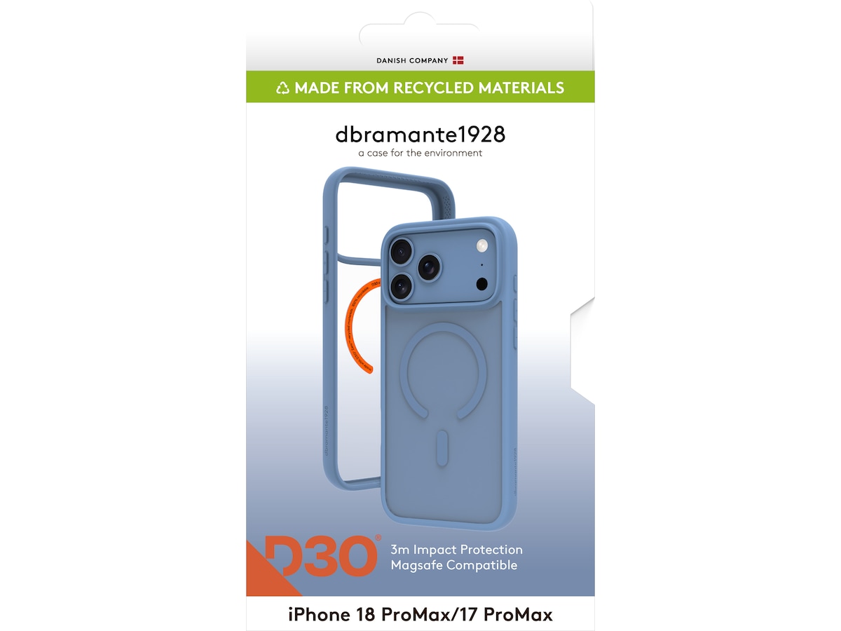 dbramante1928 iPhone 17 Pro Max/18 Pro Max Grenen Ultra D3O MS (blå) Mobilskal