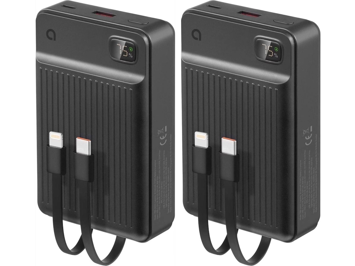Andersson 20.000mAh Powerbank m/ integrerade kablar 2pk Powerbank