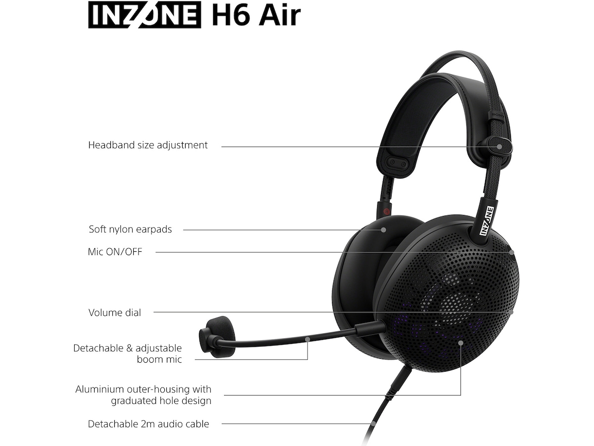 Sony INZONE H6 Air gaming-headset med öppen baksida (svart) -B-Grade Demo headset