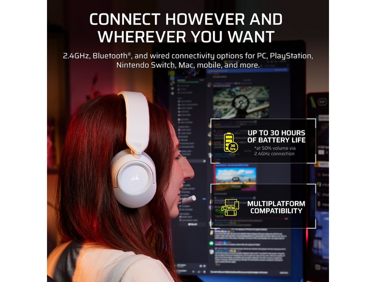 Corsair HS35 v3 Trådlöst Headset (White) Gamingheadset