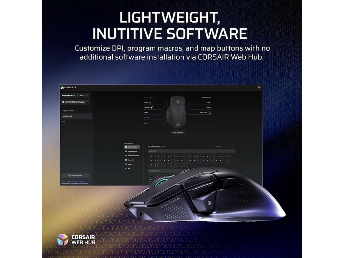 CORSAIR NIGHTSWORD v2 WIRELESS Spelmus Gamingmus