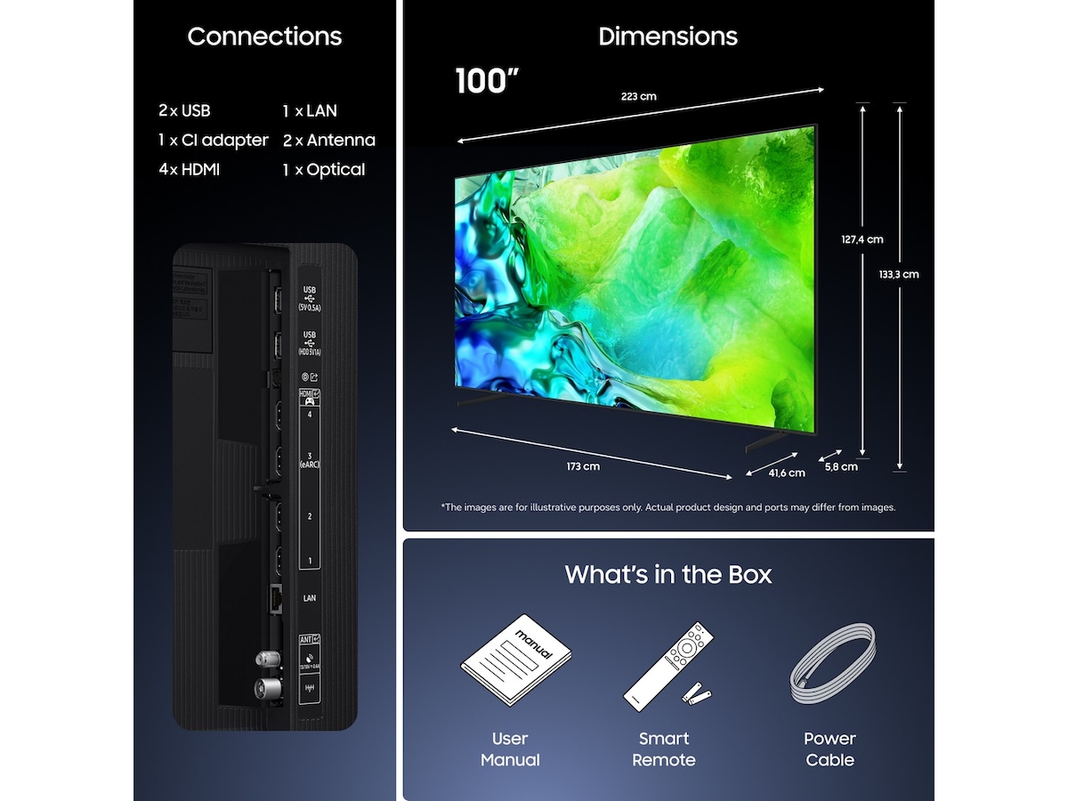 Samsung 100" Neo QLED 4K Smart TV QN80H (2026) Över 80 tums TV