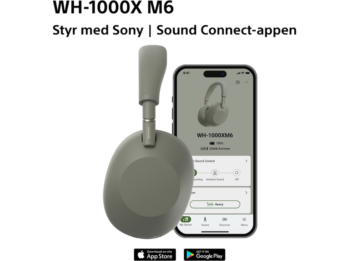 Sony WH-1000XM6 Trådlösa Over-Ear Hörlurar (Olive Gray) Hörlurar