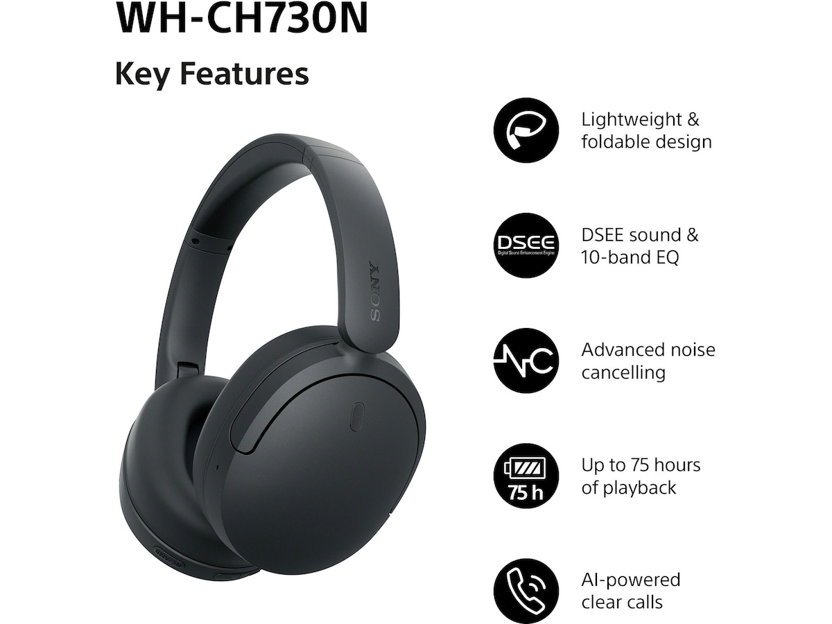 Sony WH-CH730N Trådlösa Hörlurar (svart) Hörlurar