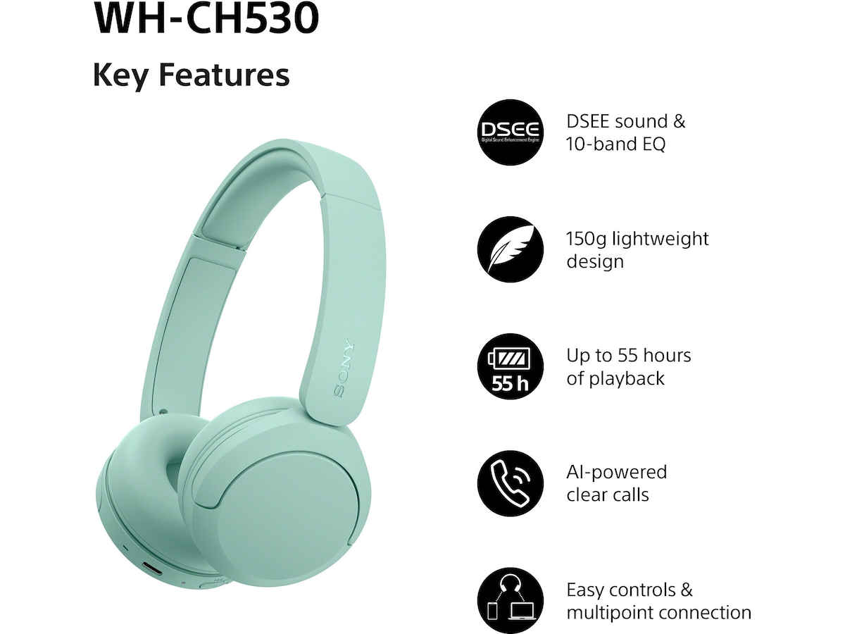 Sony WH-CH530 Trådlösa Bluetooth Hörlurar (mint) Hörlurar