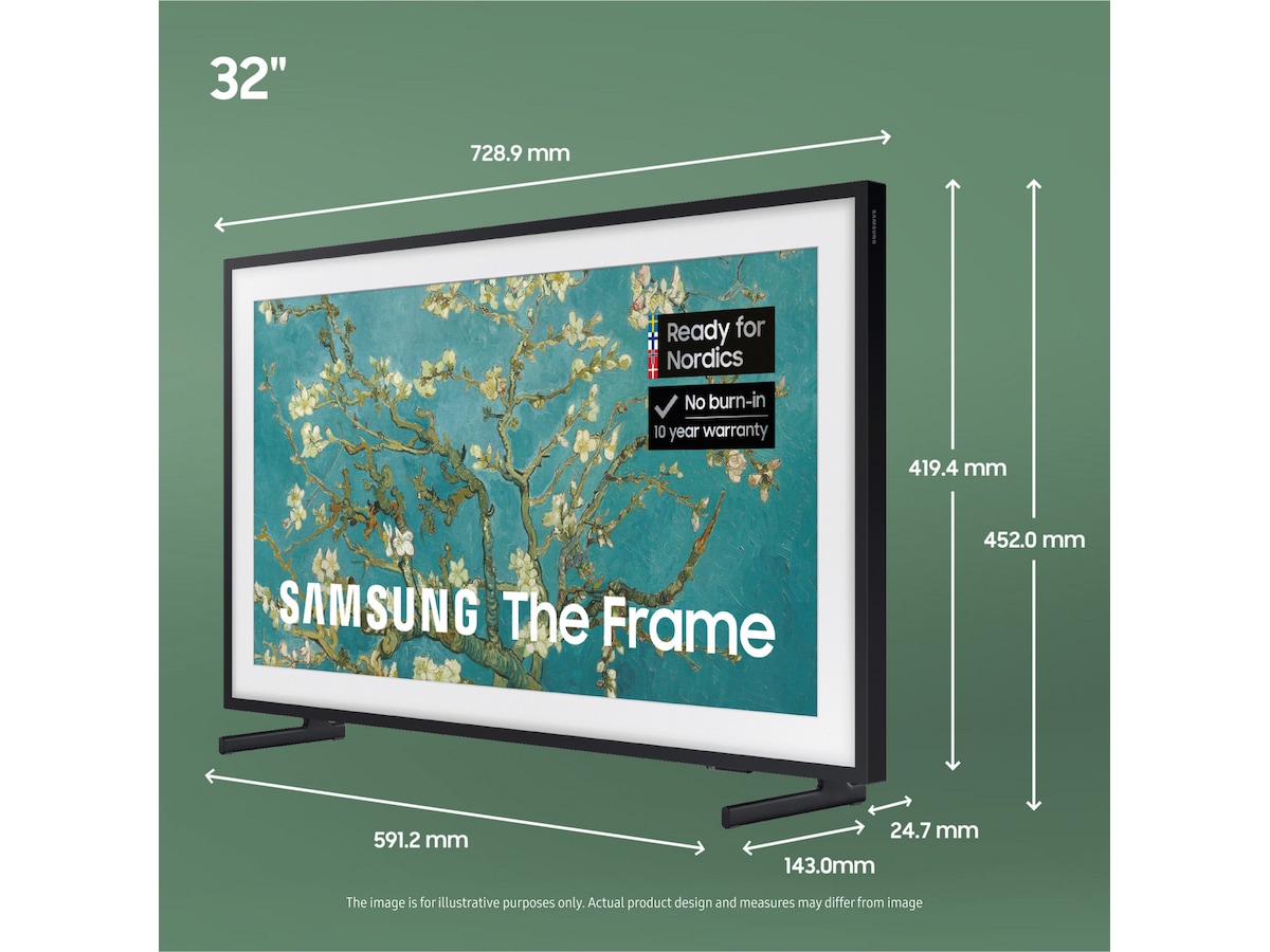 Samsung 32" LS03C The Frame (2023) + sandguldfärgad ram 20 - 49 tums TV