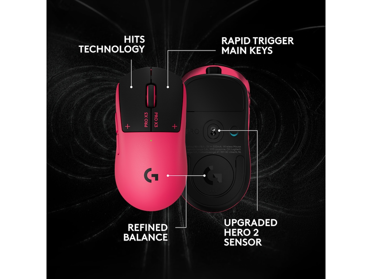 Logitech G PRO X3 SUPERSTRIKE trådlös gamingmus (rosa) Gamingmus