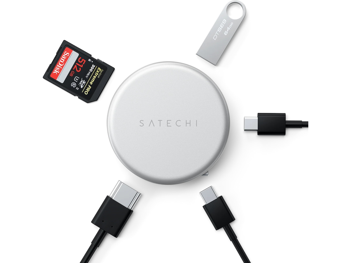 Satechi OntheGo 5-i-1 Multiport Adapter (Silver) Dockningsstation och USB-hub