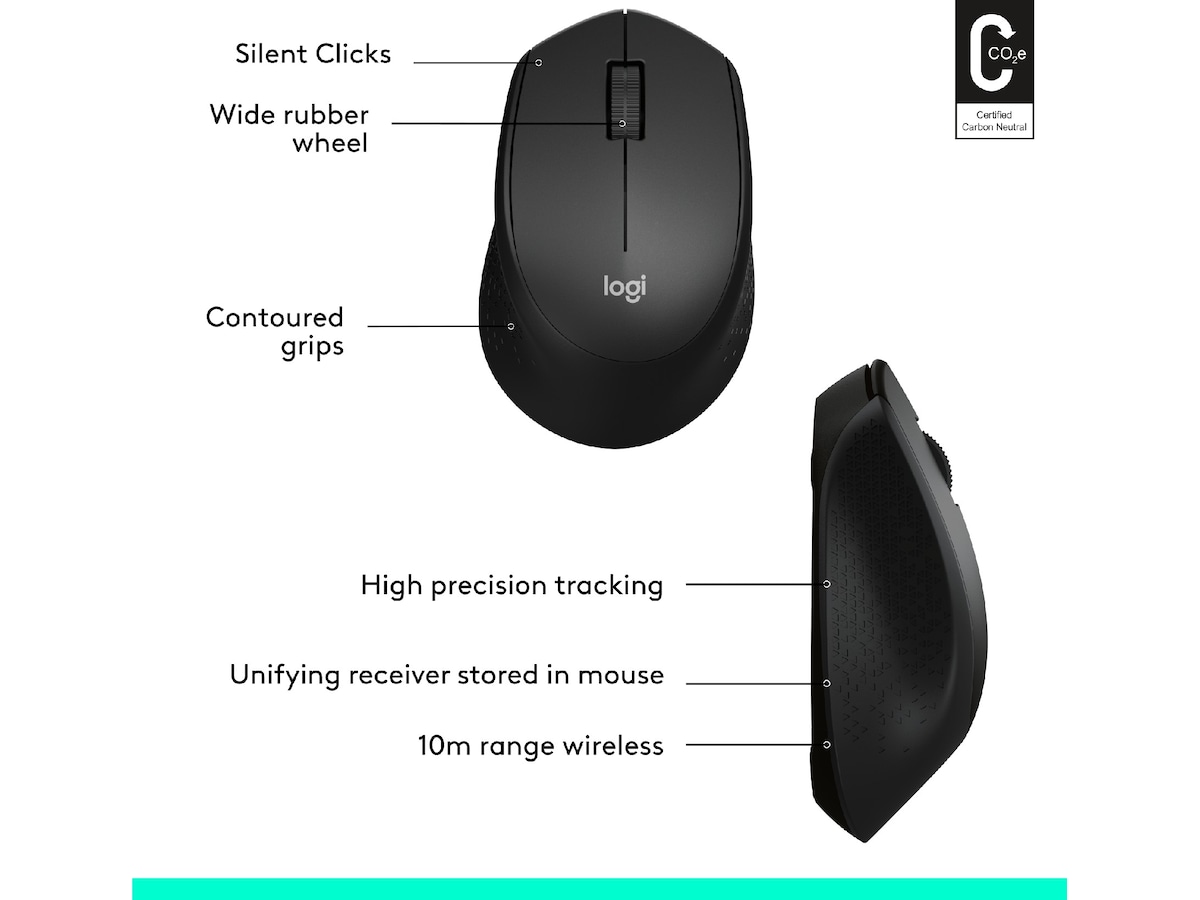Logitech M330 Silent Plus Trådlös PC mus (svart) Mus