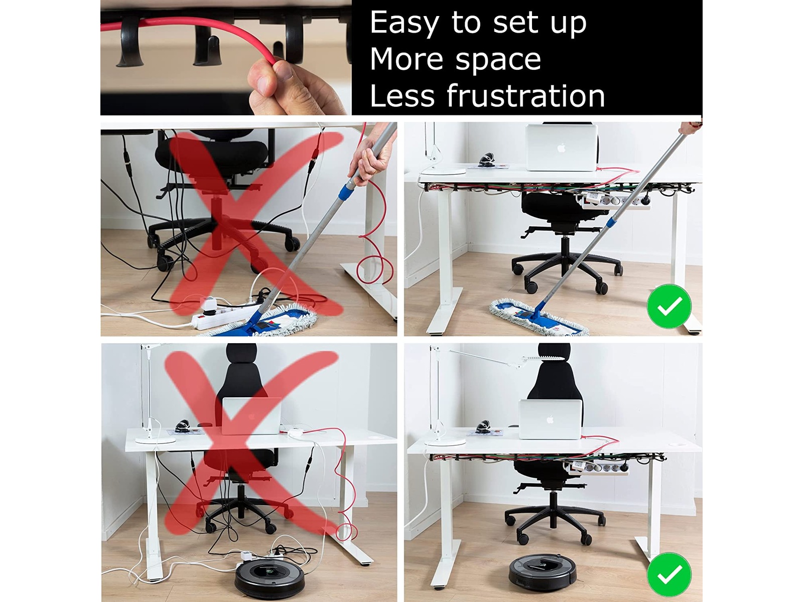 Kenson RIB 38cm Kabelhållare (3pk) Tillbehör till arbetsstationer och kontorsbås