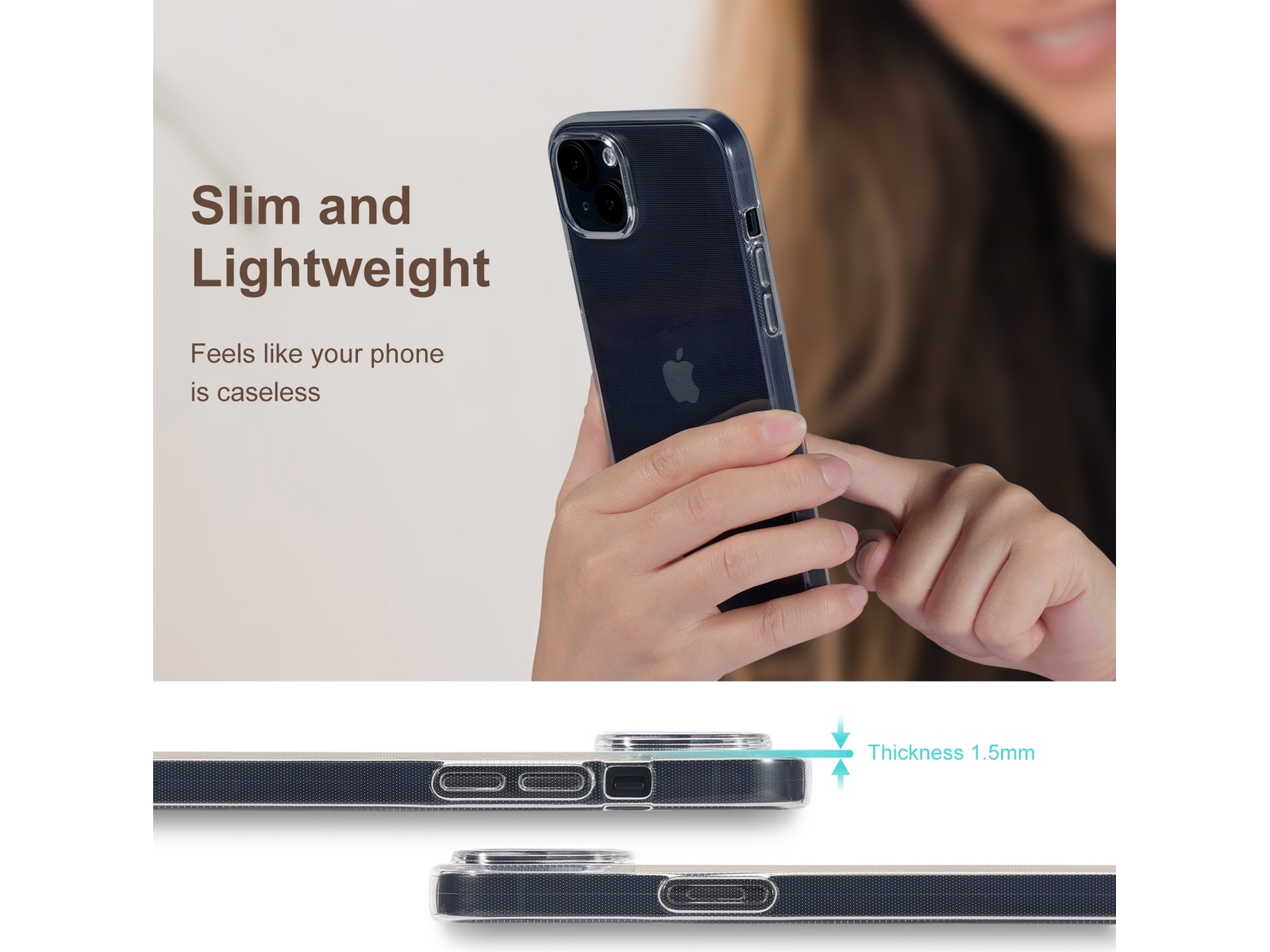 iiglo iPhone 15 Plus Silikonskydd (transparent) Mobilskal