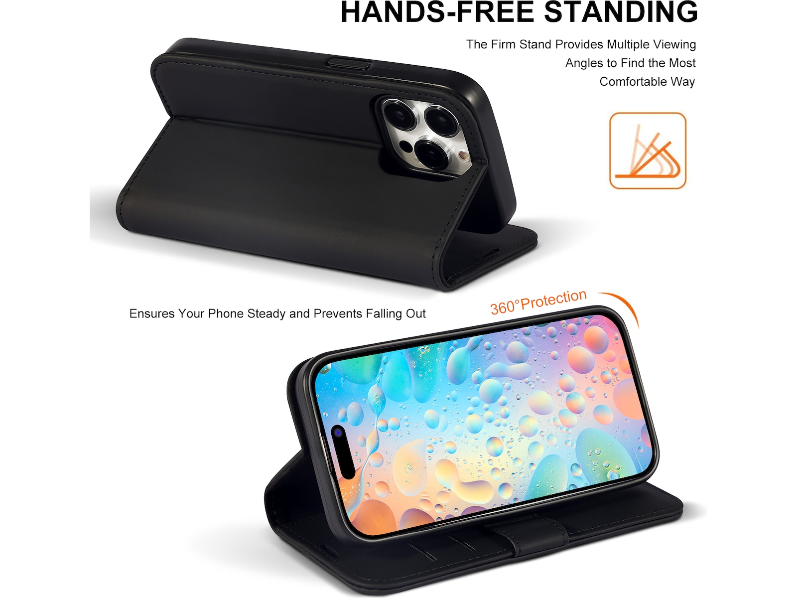 iiglo iPhone 15 Pro Plånboksfodral (svart) Mobilskal