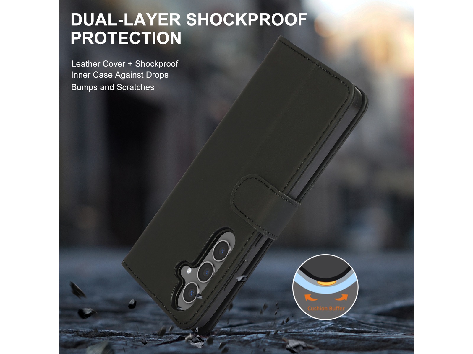 iiglo Galaxy S25+ Plånboksfodral (svart) Mobilskal