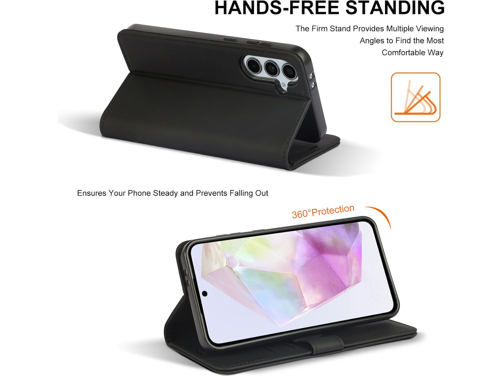 iiglo Galaxy A36 Plånboksfodral (svart) Mobilskal